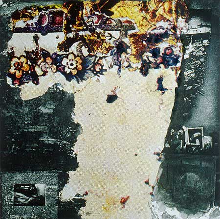 Plumstead Remnants; Etching and Silkscreen by Jonathan Owen. A collage of 40's scraps.